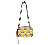 EtherSpher Simple Line - Bolso bandolera pequeño con caras de perro de dibujos animados negro sobre amarillo, para mujer, a la moda, con correa ajustable, mini bolso de hombro para llevar a caminar