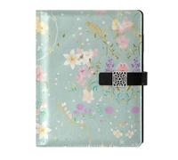 EtherSpher Simple Spring Flowers - Cuaderno de composición forrado de cuero portátil con rayas universitarias para diario de 6.7 x 9.2 pulgadas