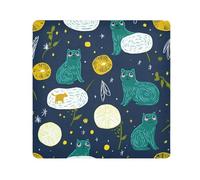 EtherSpher Space Aliens Cats - Bolsa de maquillaje autoadhesiva de tela con diseño de gatos, color verde, 21.7 x 21.7 pulgadas para organización, Space Aliens Cats Green, 21.7x21.7in