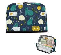 EtherSpher Space Aliens Cats - Estuche de cosméticos de gran capacidad, estuche grande para mujeres, bolsas de primaria para maquillaje de mujer