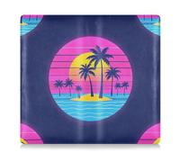 EtherSpher Summer Neon Coconut Tree Sunset Beach - Funda de piel sintética para registro y tarjeta de seguro para documentos, tarjetas, licencia, Playa de atardecer de árbol de coco neón de verano, 1