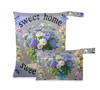 EtherSpher Sweet Home - Bolsa para traje de baño con diseño floral de primavera morada, paquete de 2 artículos esenciales de viaje para bebé con asas para baño, yoga