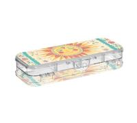 EtherSpher The Bohemian Plant Sun - Caja de lápices de plástico transparente de doble cubierta para suministros de papelería con tapa