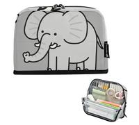 EtherSpher Un bonito estuche de dibujos animados de elefante gris de gran capacidad, bolsa multiusos simple para niños, cartuchos de viaje para mujeres