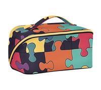 EtherSpher Un diseño de rompecabezas de colores de dibujos animados con divisores, elegante bolsa de aseo para mujer, accesorios de tamaño de viaje