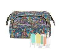 EtherSpher Wonderful World Of Christmas - Bolsas de cosméticos con cremallera, bolsas de viaje para mujeres, monedero, monedero, cartera para brochas de maquillaje, Maravilloso mundo de Navidad, 1