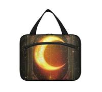 EtherSpher Yellow Mystic Tarot Astrological Moon - Neceser colgante para hombre con gancho, bolsa esencial de diseño con compartimentos para mujer, viajes, mochileros, estuches para maquillaje, L