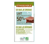Ethiquable - Chocolate Con Leche 50% De Cacao Madagascar Bio 100G - Lot De 4 - Precio Por Lote - Entrega Rápida