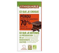 Ethiquable - Chocolate Negro 70% Cacao Perú Bio 100G - Lot De 3 - Precio Por Lote - Entrega Rápida