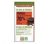 Ethiquable - Chocolate negro 70% cacao Perú orgánico 100 g - Pack de 3