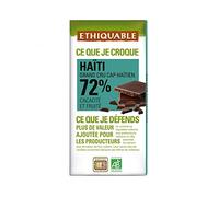 Ethiquable Chocolate negro 72% cacao Haití orgánico y justo en 100 g de productores agrícolas - 5 unidades