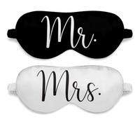 Ethisa Mr and Mrs - Máscara para dormir con los ojos vendados, juegos de boda para recepción, máscara de ojos para novio y novia para parejas, máscara para dormir de noche de boda, juego de regalo de