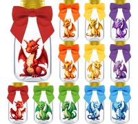 Ethisa Paquete pequeρo de 12 regalos de fiesta de dragσn Tarros de caramelos con cintas y pegatinas Botella de decoraciσn de fiesta DIY para