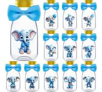 Ethisa Paquete pequeρo de 12 regalos de fiesta de elefante azul Tarros de caramelos con cintas y pegatinas Botellas de decoraciσn de fiesta D