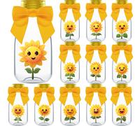 Ethisa Paquete pequeρo de 12 regalos de fiesta de girasol Tarros de caramelos con cintas y pegatinas Botellas de decoraciσn de fiesta para cu
