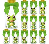 Ethisa Paquete pequeρo de 12 regalos de fiesta de rana Tarros de caramelos con cintas y pegatinas Botellas de decoraciσn de fiesta para cumpl