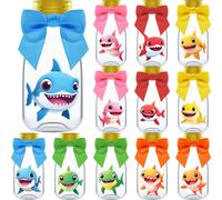 Ethisa Paquete pequeρo de 12 regalos de fiesta de tiburσn bebι Tarros de caramelos con cintas y pegatinas Botellas de decoraciσn de fiesta DI