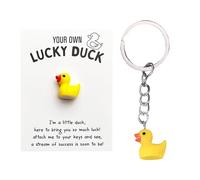 Ethlomoer Bonito llavero de pato amarillo con tarjeta de aliento, abrazo de bolsillo y tarjeta de buena suerte, mini llavero para mujeres y niños, accesorios para colgante