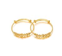 Ethlyn 2 unids/lote decoraciones de Navidad regalos chapado en oro ajustable cuentas pulsera brazalete regalo de cumpleaños para niño bebé, 4.8CM/1.88inches, Cobre, Sin gemas.,