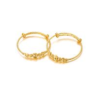 Ethlyn 2 unids/lote decoraciones de Navidad regalos chapado en oro ajustable cuentas pulsera brazalete regalo de cumpleaños para niño bebé, 4.8CM/1.88inches, Cobre, Sin gemas.,