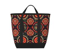Ethnic Circles - Bolsa de mano aislada de gran capacidad, correa de hombro ajustable, perfecta para el trabajo, picnic y viajes, elegante