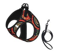 Ethnic Circles - Juego de arnés y correa para perro con estampado floral, chaleco reflectante ajustable para cachorros para perros pequeños, medianos y grandes y gatos