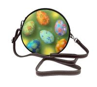 Ethnic Eggs - Bolso cruzado redondo para mujer, diseño de flor de conejo, de piel vegana, con correa ajustable