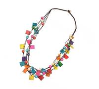Ethnic Styles - Collar multicapa con coloridos colgantes irregulares y cuentas de madera, accesorio de joyería, collar retro