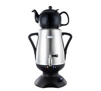 ETHNIQ - Samovar eléctrico | Tetera de acero inoxidable 4L | driver de temperatura ajustable | Hervir Dry & Auto Shot-off | Tetera de porcelana de 1.2L | Tetera de té turco, persa y ruso - Negro