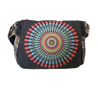 Ethnique Mode Bolso forrado en algodón étnico. Patrones étnicos impresos. Rabat, bolso de hombro de algodón para mujer, estilo indio étnico (Negro)