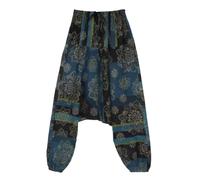 Ethnique Mode Pantalones Harem con Estampado de Mandala, Estilo Boho, Cintura Elástica, Multicolor (FR/ES, Letras, Talla única, Regular, Regular, Azul)