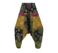 Ethnique Mode Pantalones Harem con Estampado de Mandala, Estilo Boho, Cintura Elástica, Multicolor (FR/ES, Letras, Talla única, Regular, Regular, Mostaza)
