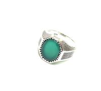 Ethnos Barcelona, Anillo de Plata 925 con Onix Verde; Diseño Octogonal. Talla 18.5