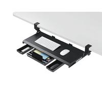 ETHU Bandeja de teclado para debajo del escritorio, bandeja extraíble para teclado con abrazadera C, cajón de computadora de 680 x 300 mm para escribir, perfecto para el hogar u oficina, color negro