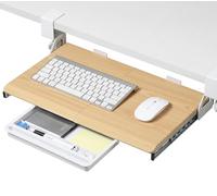 ETHU Bandeja para Teclado Bajo Mesa, Soporte para Teclado 500x300 mm con Abrazadera en C, Bandeja Teclado Deslizante y Ergonómica, Roble
