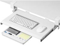ETHU Bandeja para Teclado Bajo Mesa, Soporte para Teclado 500x300 mm con Abrazadera en C, Bandeja Teclado Deslizante y Ergonómica, Blanco