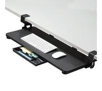 ETHU Bandeja para teclado debajo del escritorio, bandeja extraíble ergonómica de 68 x 30 cm con abrazadera en C, soporte para teclado de gran tamaño, fácil de instalar, soporte para teclado de
