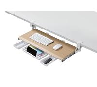ETHU Bandeja para teclado, extensible debajo del escritorio con abrazadera C, formato grande, soporte para teclado deslizante, 680 x 300 mm, roble