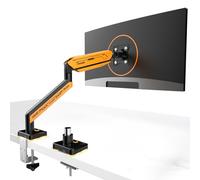 ETHU Brazo de monitor individual para pantallas de 17 a 42 pulgadas de hasta 15 kg, altura regulable en altura, soporte de mesa con inclinación, giro y rotación, soporte para monitor con dos tipos de
