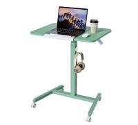 ETHU Mesa auxiliar de altura ajustable, escritorio móvil con ruedas, mesa de ordenador portátil para sofá cama, mesa de centro reclinable 90° con placa de resorte de gas (65 cm), versátil mesa