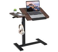 ETHU Mesa auxiliar multifuncional de altura ajustable para ordenador portátil con encimera inclinable y ruedas empotradas, mesa de cama móvil ergonómica para oficina y hogar