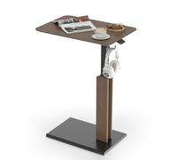 ETHU Mesa de altura ajustable con ruedas, escritorio móvil de elevación neumática de 67 a 101 cm, capacidad de carga de 20 kg con base ultrafina y gancho magnético para cama, sofá y oficina en casa