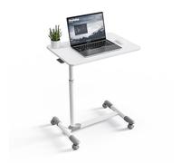 ETHU Mesa Sobrecama con Ruedas Bloqueables, Móvil y Ergonómica, Altura Ajustable para Uso en Hospitales, Oficina y Hogar (Acabado Mármol)