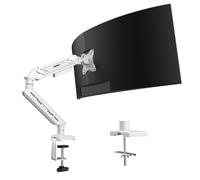 ETHU Soporte de escritorio para monitores de 4,4 a 9 kg, pantalla ultra ancha de hasta 81,3 cm, movimiento completo, soporte giratorio de altura ajustable, abrazadera C, blanco, individual