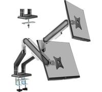 ETHU Soporte Dual para Monitor con pistón de Gas, hasta 17 kg para Pantallas de 17-45", Brazos Ajustables con inclinación, Giro y rotación, Compatible con VESA 75/100 mm (Negro)