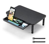 ETHU Soporte para monitor, 3 monitores de altura ajustable con cajón de almacenamiento, soporte ergonómico para impresora de ordenador, ordenador portátil y PC
