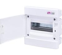 ETI Caja de fusibles empotrada, IP40, carcasa blanca para la instalación en el hogar, 1 fila hasta 8 módulos, color negro