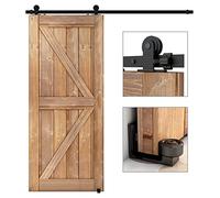 ETIASQSA 182CM/6FT Herraje para Puerta Corredera Kit de Accesorios para Puertas Correderas riel puerta corredera granero, Contiene Guía de suelo recientemente actualizadas y ajustable