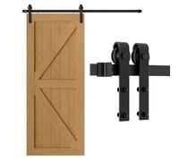 ETIASQSA 200CM/6.6FT Herraje Para Puerta Corredera Kit Para Puerta Corredera Armario Puertas de Madera Pesada Negro I-Forma