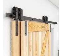 ETIASQSA 8FT/244CM Herraje para Puerta Corredera Kit Riel de hardware de puerta de granero corrediza bypass Sistema Estilo clásico